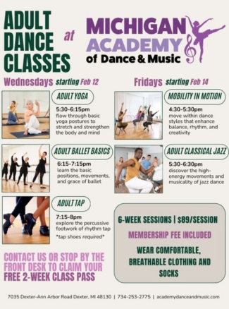 Adult dance class flyer